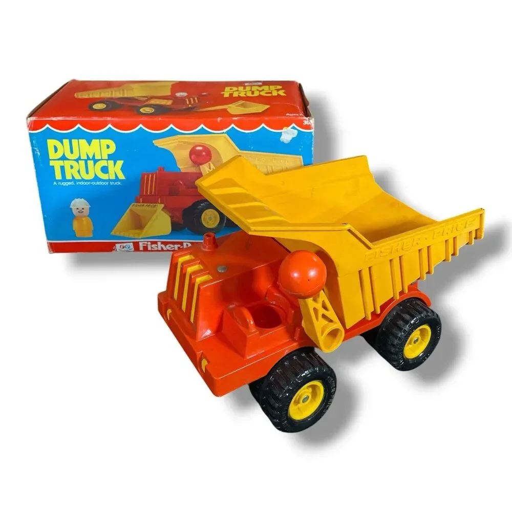 Vintage 1970’s Fisher Price Husky Helper Toy Dump Truck Bed Tilts 302